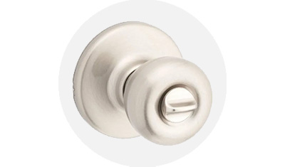 Kwikset Knob Tylo Collection product isolated on top of a gray circle